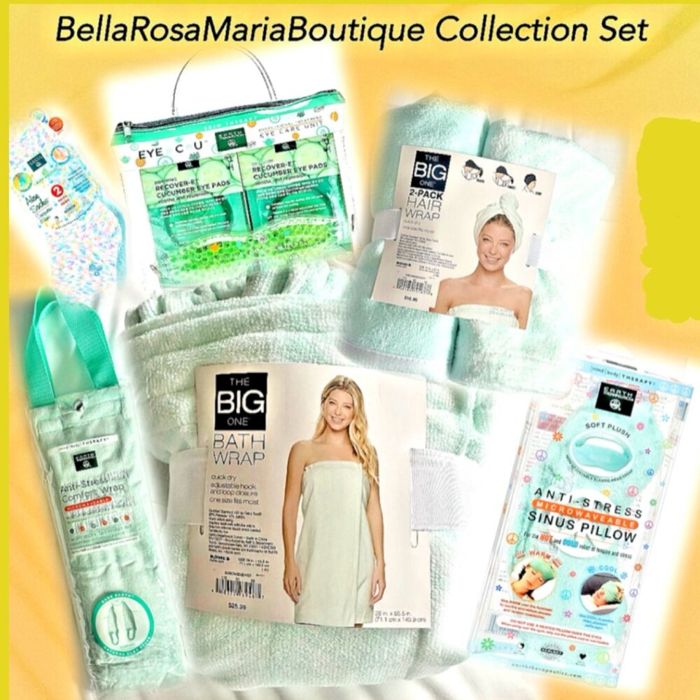 Spa Gift Set 18 Pc Bath Body Kit Wrap Towel Hair Wrap Eye Mask Socks